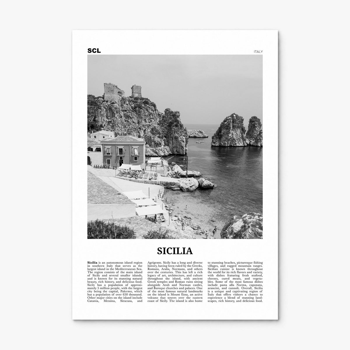 Sicilia Newspaper Poster, print only (unframed)