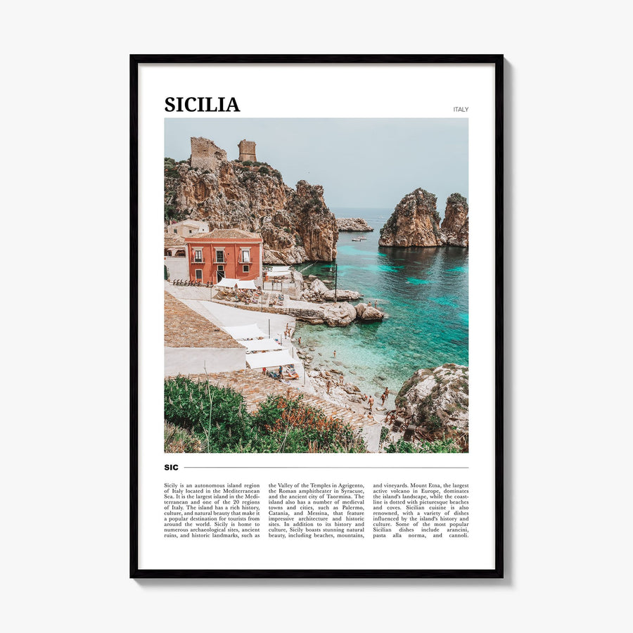 Sicilia Travel Poster, framed poster mockup