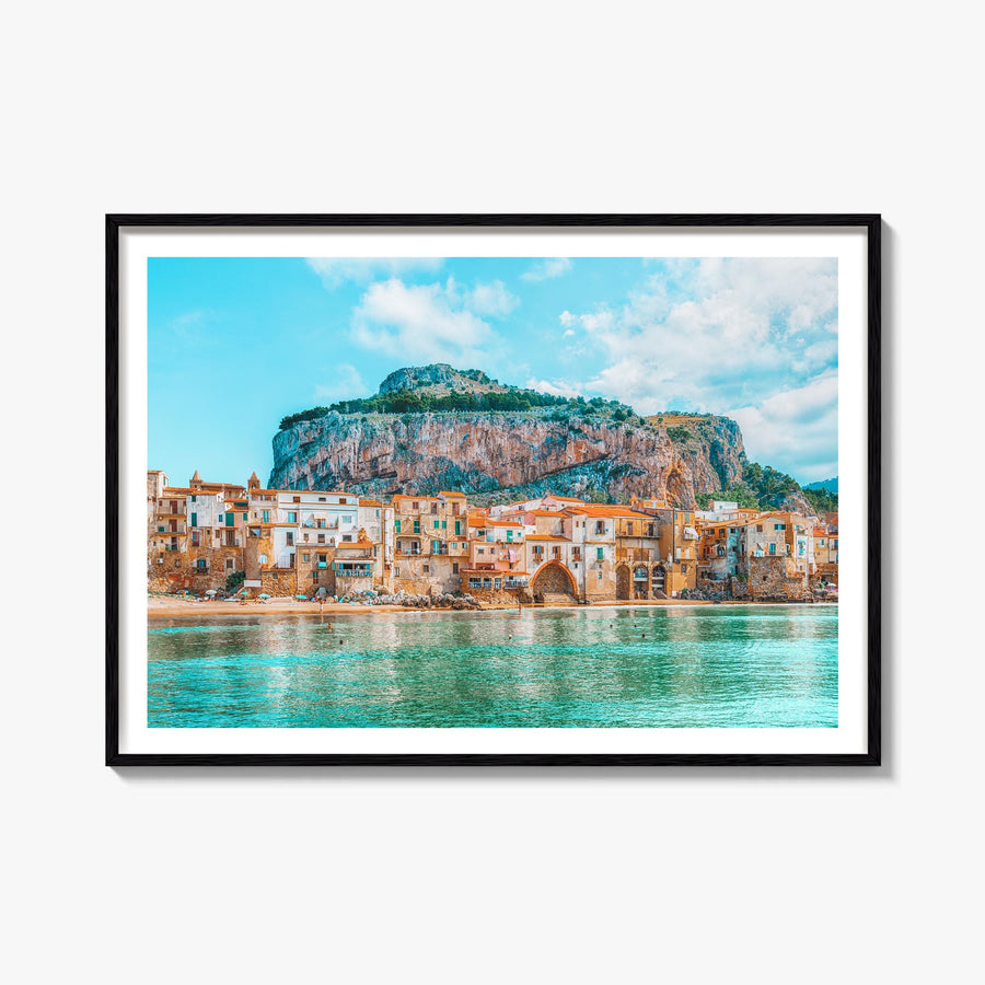 Sicily colorful photo poster of Italy – horizontal wall art, unframed print shown in interior mockup