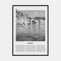 Sicily No 1 Poster Black Wood / 8x12 in Nbourhood Travel B&W Poster