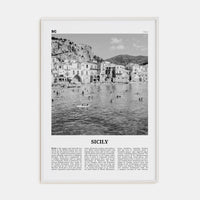 Sicily No 1 Poster White Wood / 8x12 in Nbourhood Travel B&W Poster