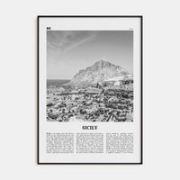 Sicily No 2 Poster Black Metal / 8x12 in Nbourhood Travel B&W Poster