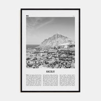 Sicily No 2 Poster Black Wood / 8x12 in Nbourhood Travel B&W Poster