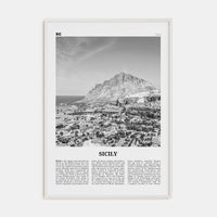 Sicily No 2 Poster White Wood / 8x12 in Nbourhood Travel B&W Poster