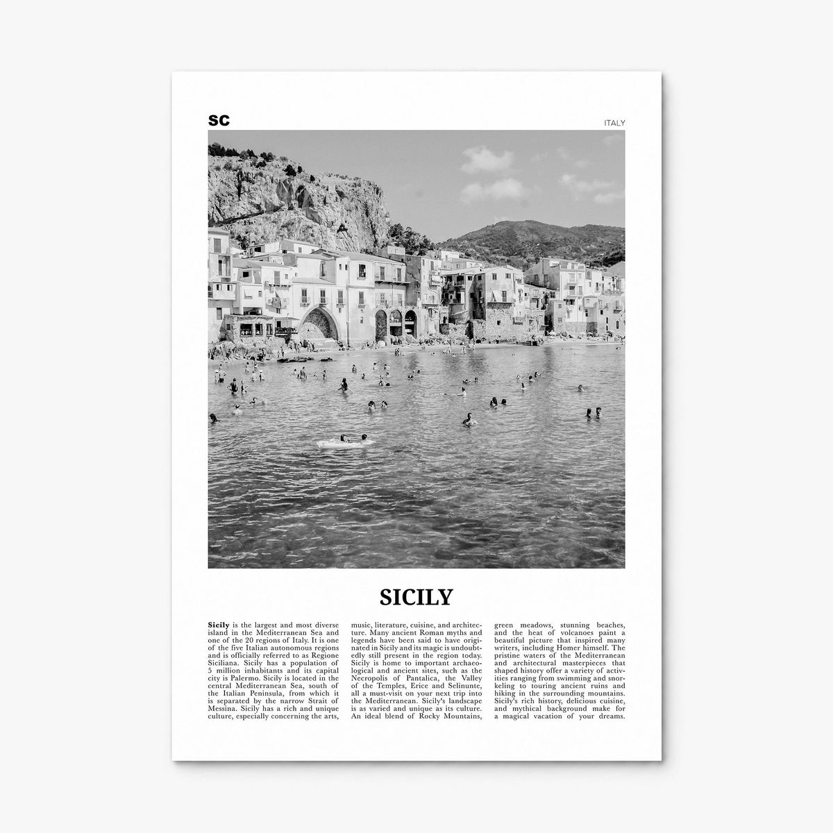 Sicily Newspaper No 1 Poster, print only (unframed)