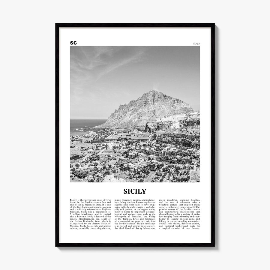 Sicily Newspaper No 2 Poster, framed poster mockup