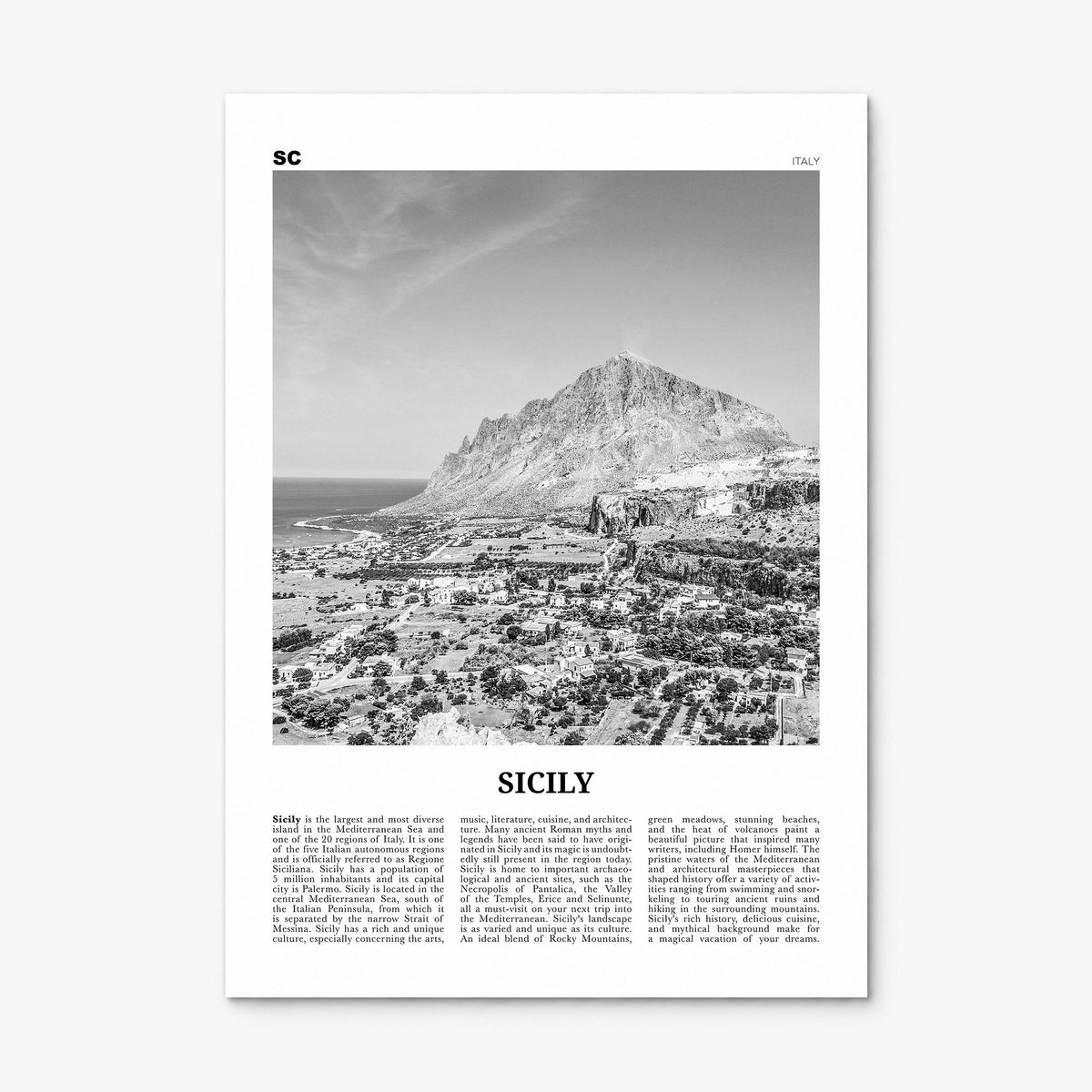 Sicily Newspaper No 2 Poster, print only (unframed)