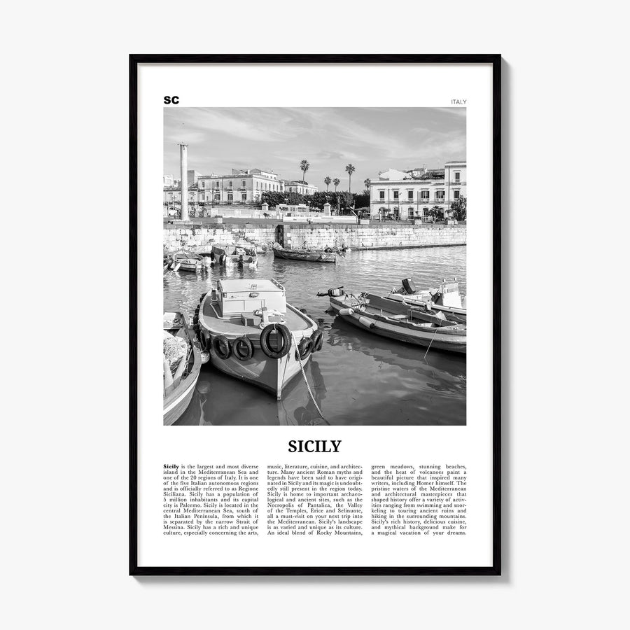 Sicily Newspaper No 3 Poster, framed poster mockup