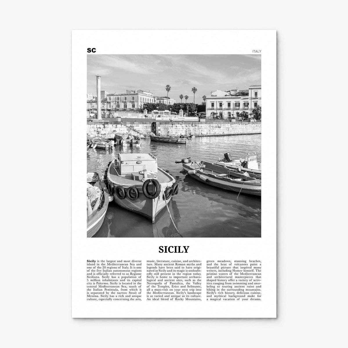 Sicily Newspaper No 3 Poster, print only (unframed)