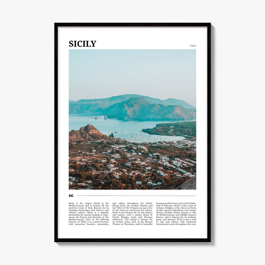 Sicily Travel Poster, framed poster mockup
