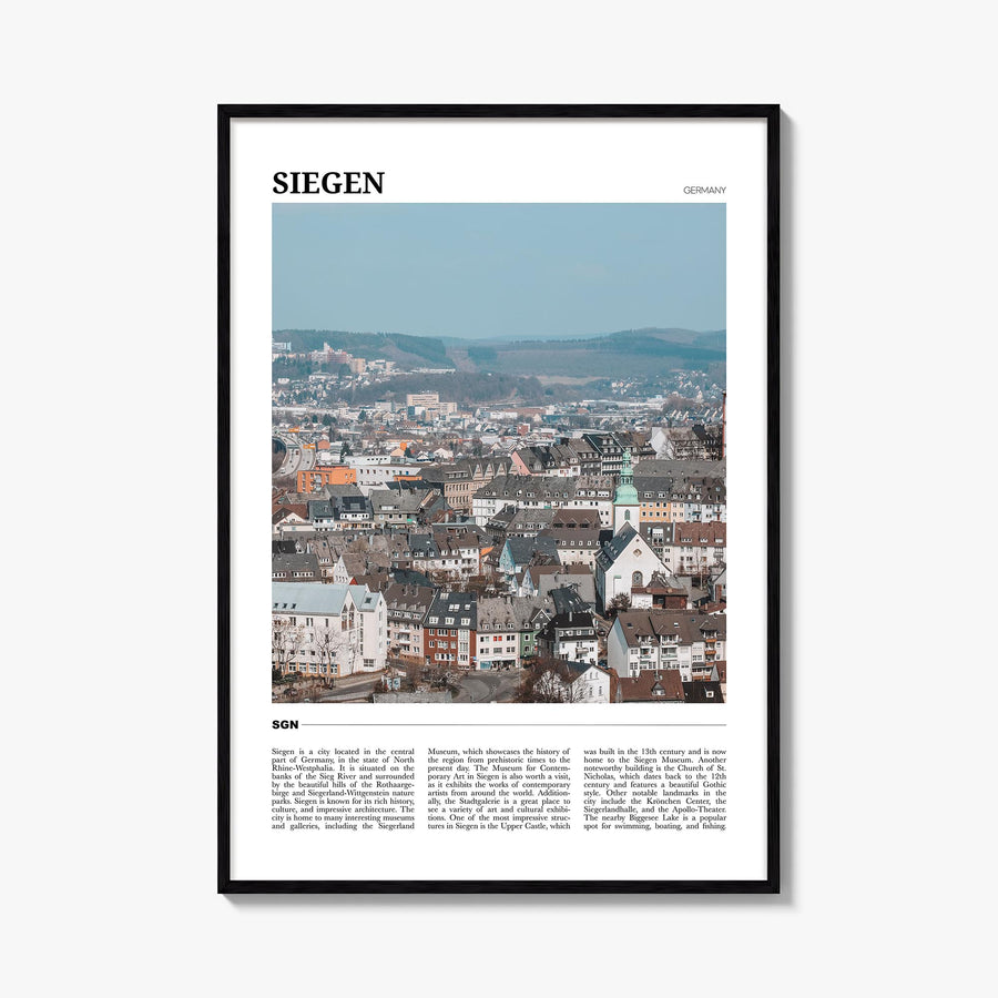 Siegen colorful travel poster of Germany – vertical wall art, unframed print shown in interior mockup
