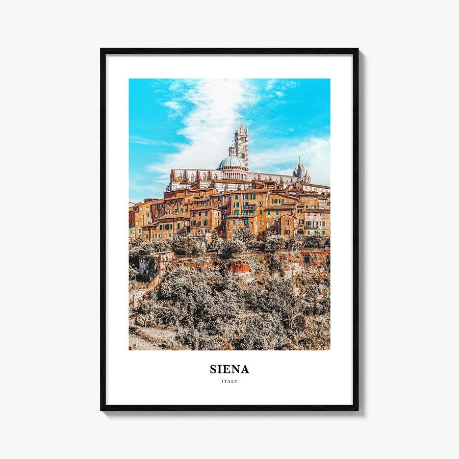 Siena colorful classic poster of Italy – vertical wall art, unframed print shown in interior mockup
