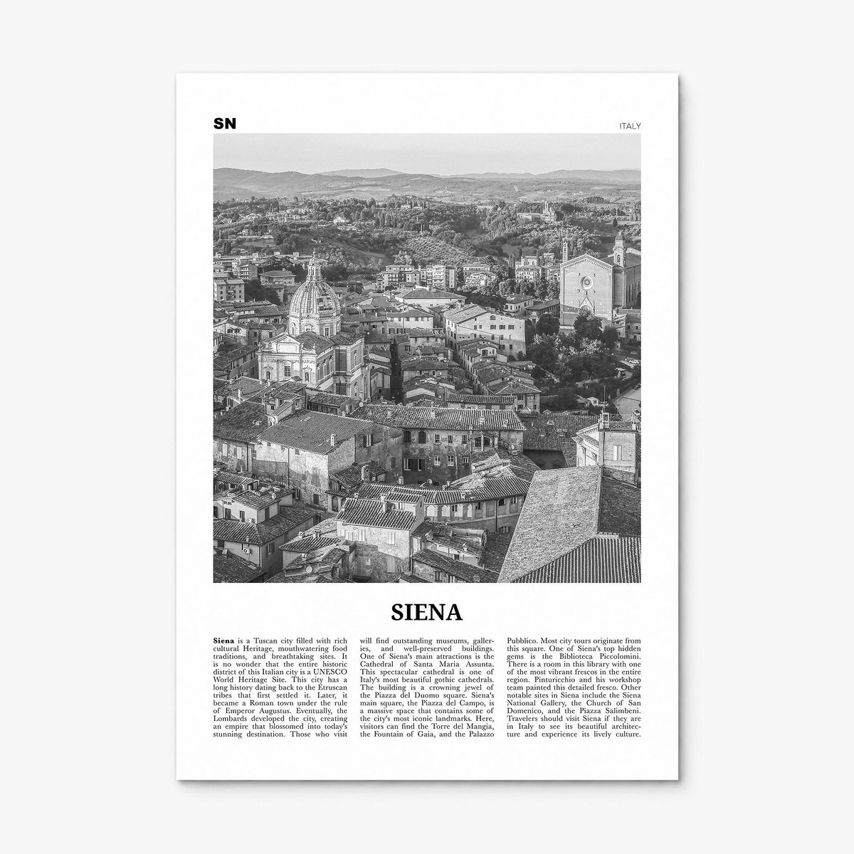 Siena Newspaper Poster, print only (unframed)