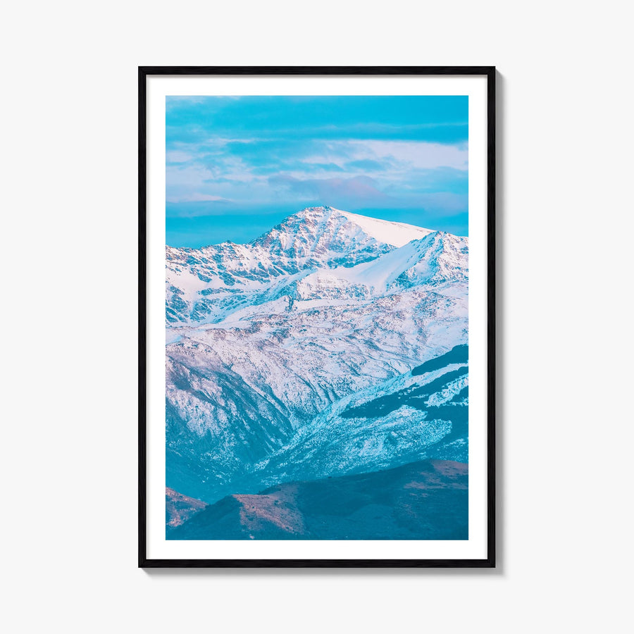 Sierra Nevada colorful photo poster of California & Nevada, USA – vertical wall art, unframed print shown in interior mockup