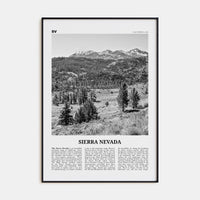 Sierra Nevada Poster Black Metal / 8x12 in Nbourhood Travel B&W Poster