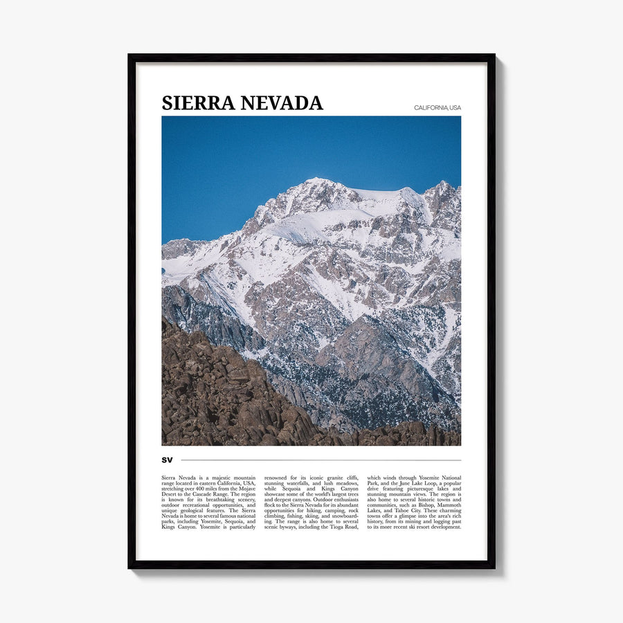 Sierra Nevada Travel Poster, framed poster mockup