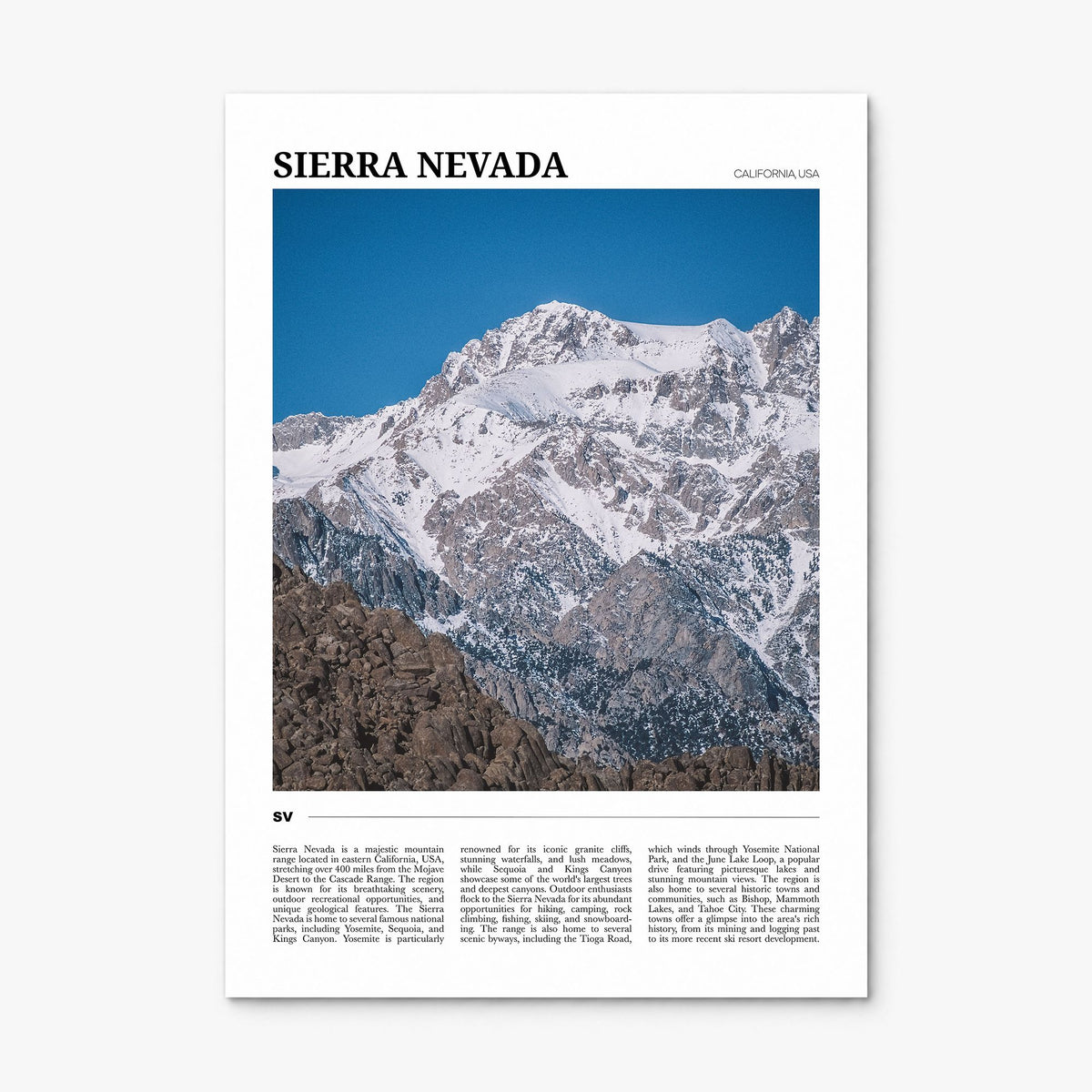 Sierra Nevada Travel Poster, print only (unframed)