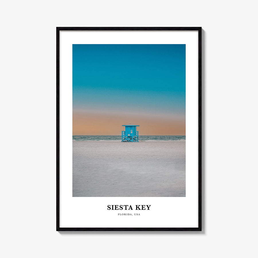 Siesta Key colorful classic poster of Florida, USA – vertical wall art, unframed print shown in interior mockup