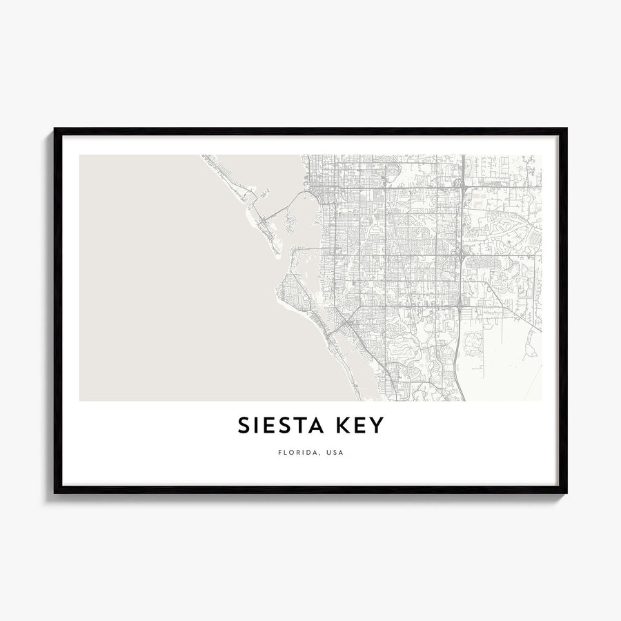 Siesta Key Map Poster, framed poster mockup