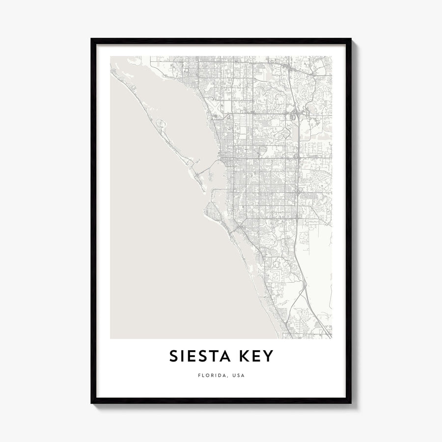 Siesta Key Map Poster, framed poster mockup
