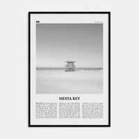 Siesta Key Poster Black Wood / 8x12 in Nbourhood Travel B&W Poster