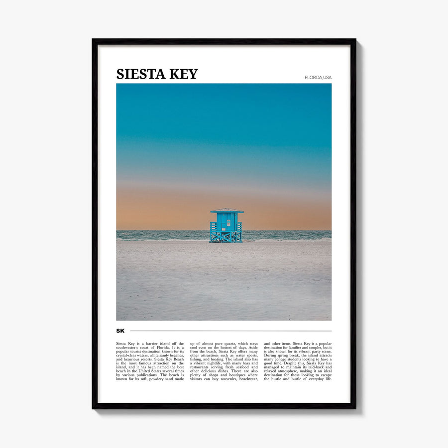 Siesta Key Travel Poster, framed poster mockup