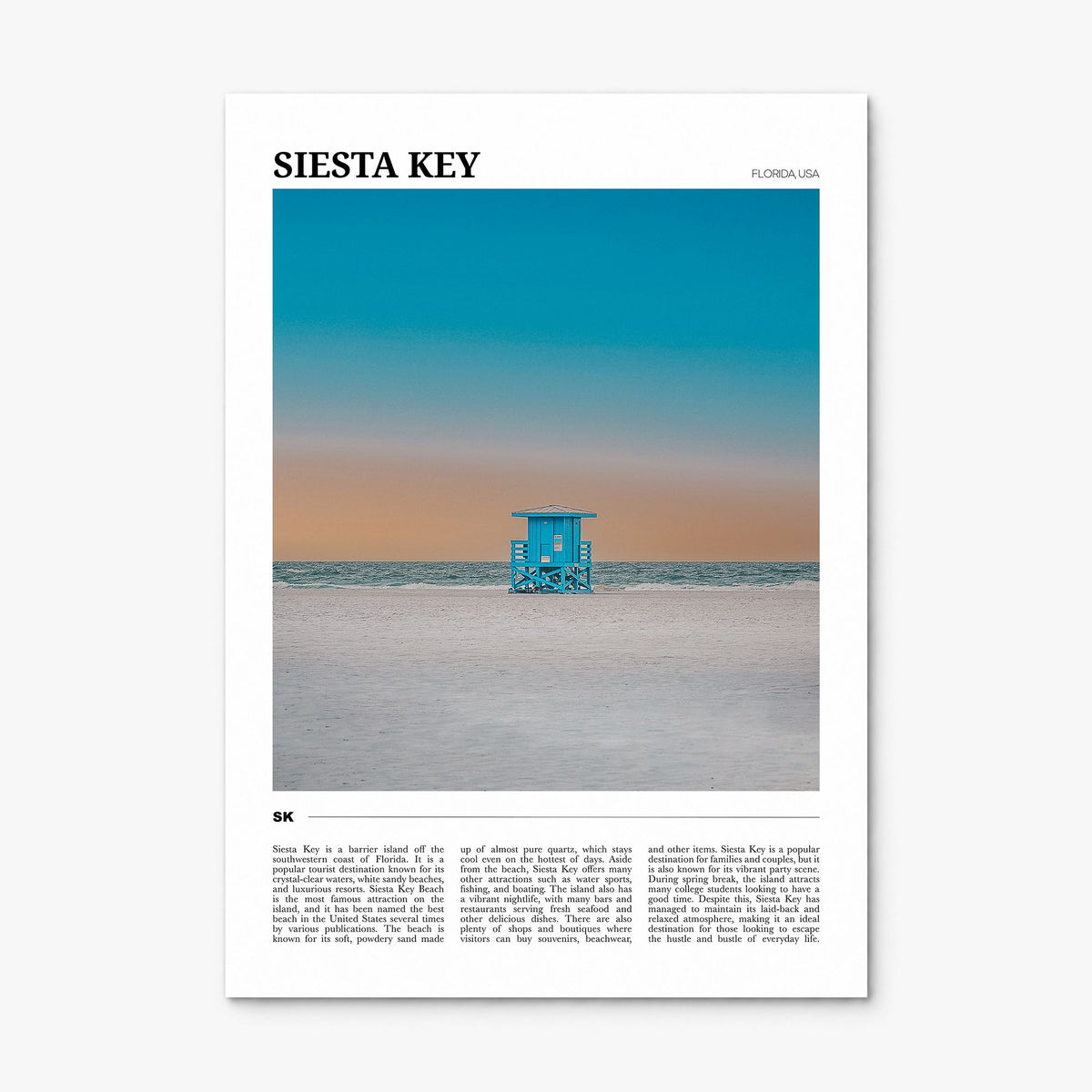 Siesta Key Travel Poster, print only (unframed)