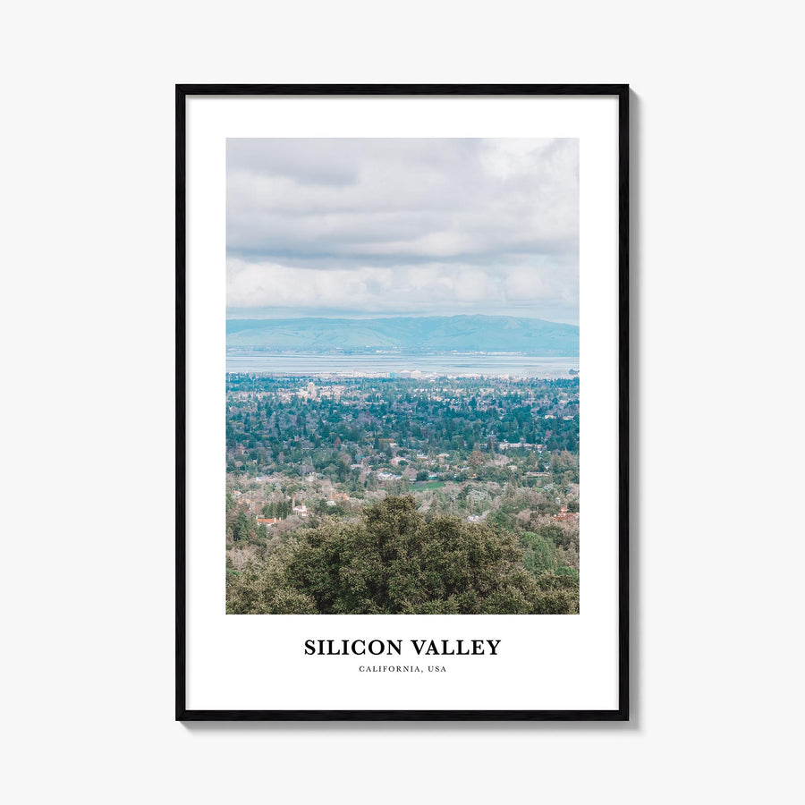 Silicon Valley no. 1 colorful classic poster of California, USA – vertical wall art, unframed print shown in interior mockup