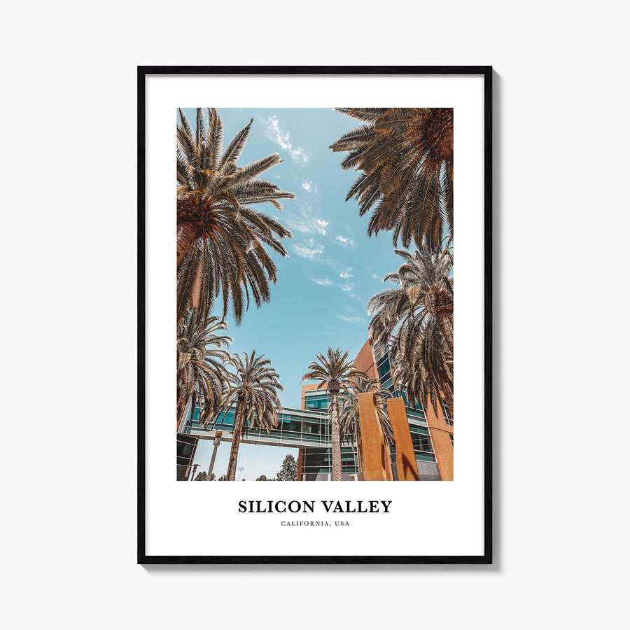 Silicon Valley no. 2 colorful classic poster of California, USA – vertical wall art, unframed print shown in interior mockup