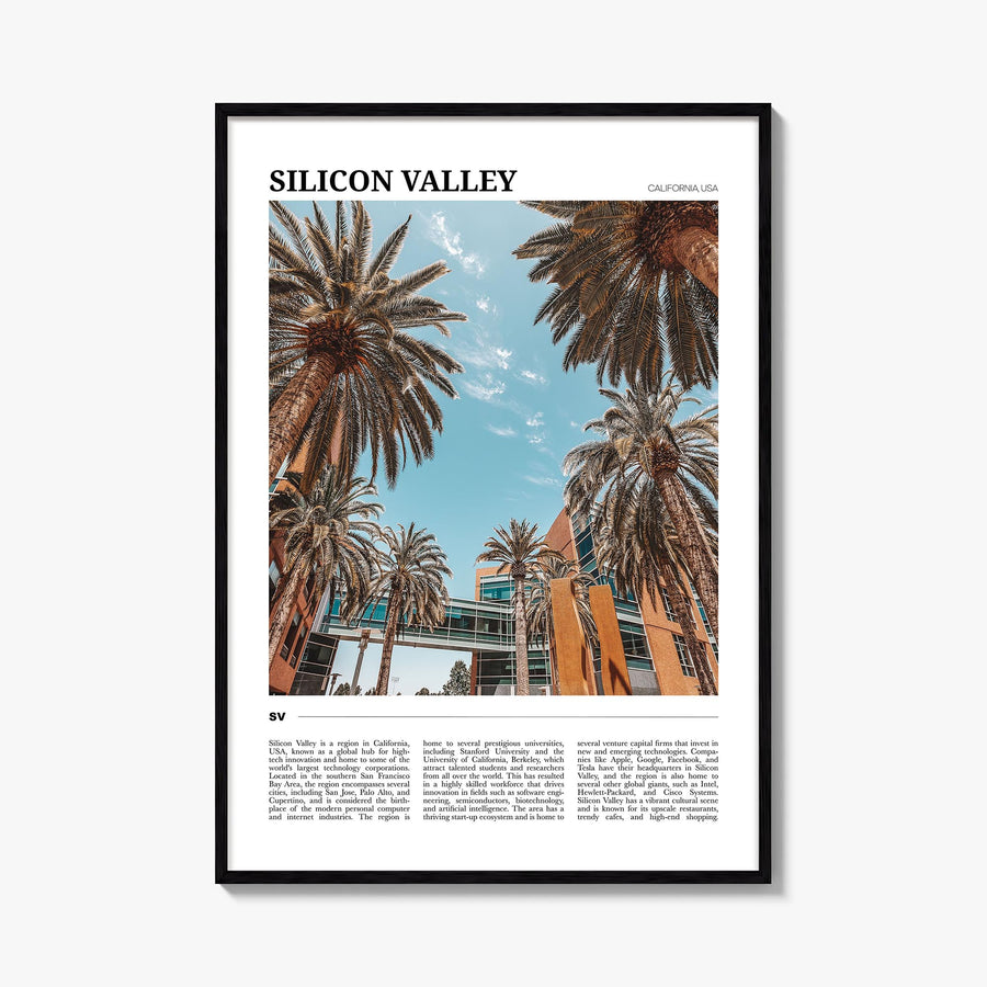 Silicon Valley no. 2 colorful travel poster of California, USA – vertical wall art, unframed print shown in interior mockup