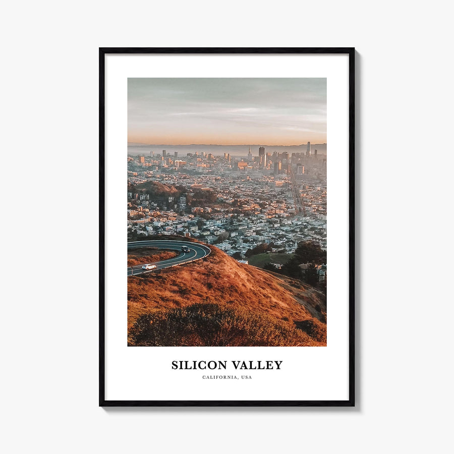 Silicon Valley no. 3 colorful classic poster of California, USA – vertical wall art, unframed print shown in interior mockup