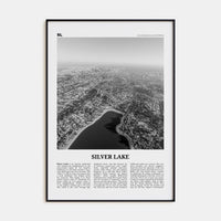 Silver Lake, Los Angeles Poster Black Metal / 8x12 in Nbourhood Travel B&W Poster