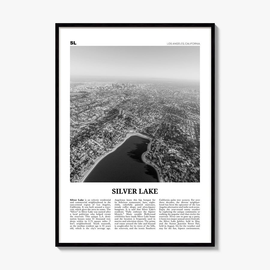 Silver Lake, Los Angeles Newspaper Poster, framed poster mockup