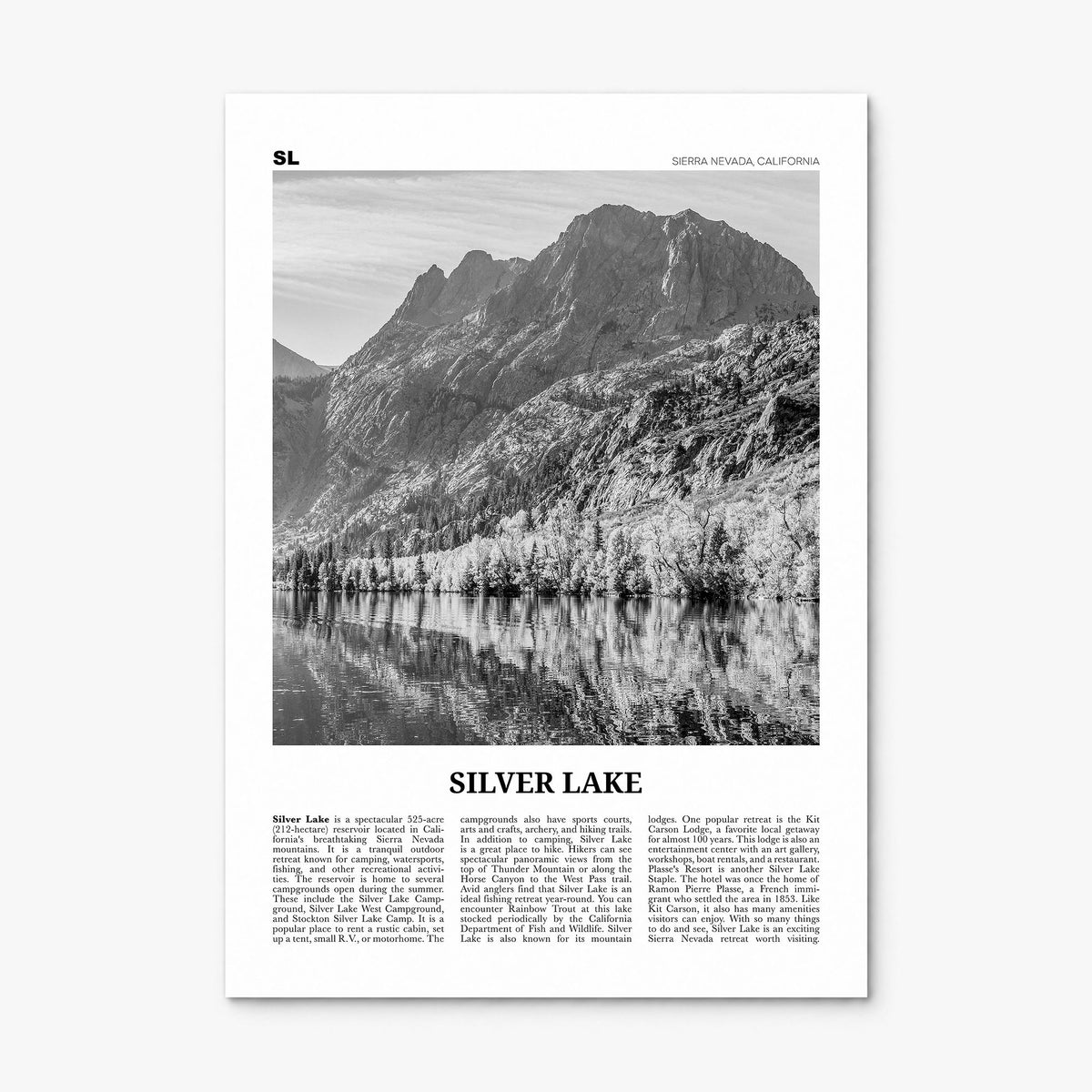 Silver Lake, Sierra Nevada Newspaper Poster, print only (unframed)