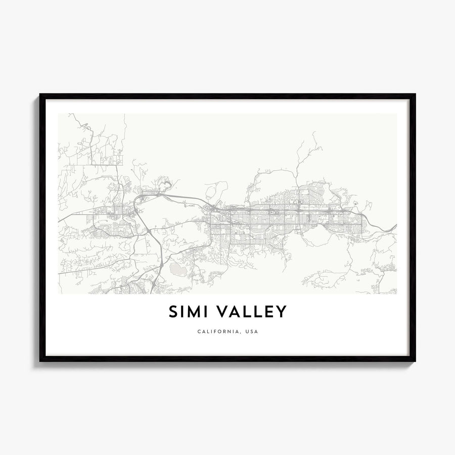 Simi Valley Map Poster, framed poster mockup