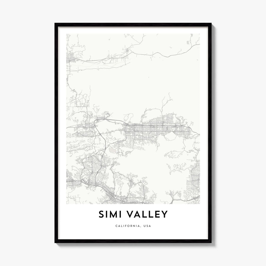Simi Valley Map Poster, framed poster mockup