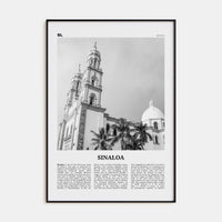 Sinaloa Poster Black Metal / 8x12 in Nbourhood Travel B&W Poster