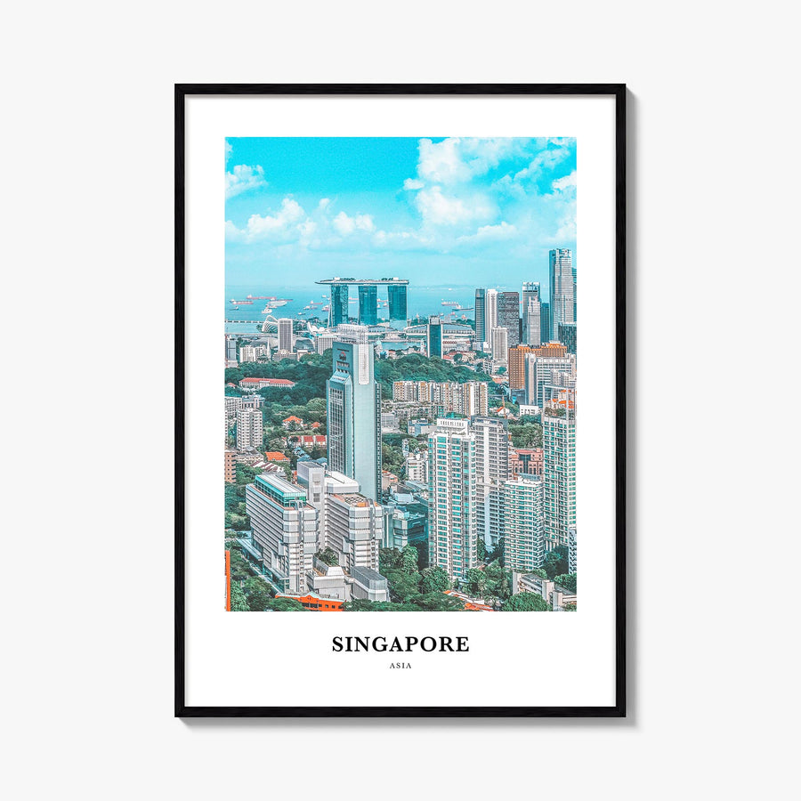 Singapore colorful classic poster of Asia – vertical wall art, unframed print shown in interior mockup