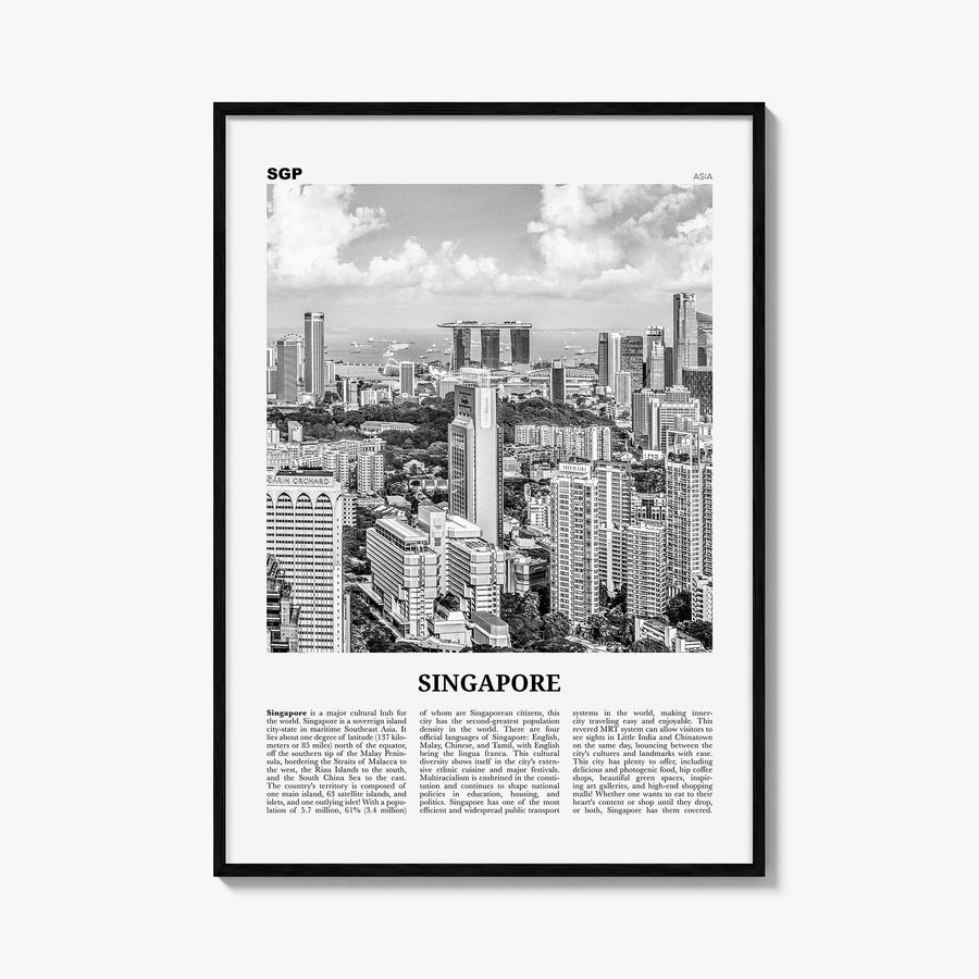 Singapore no. 1 black & white newspaper poster of Asia – vertical wall art, unframed print shown in interior mockup