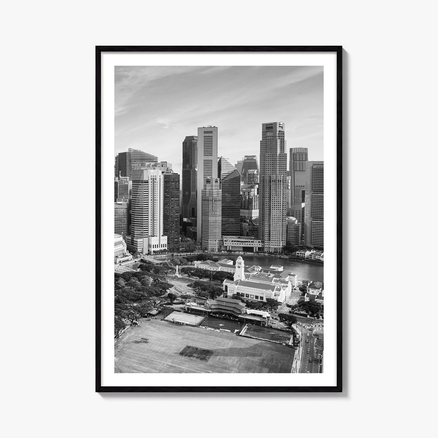 Singapore no. 1 black & white photo poster of Asia – vertical wall art, unframed print shown in interior mockup