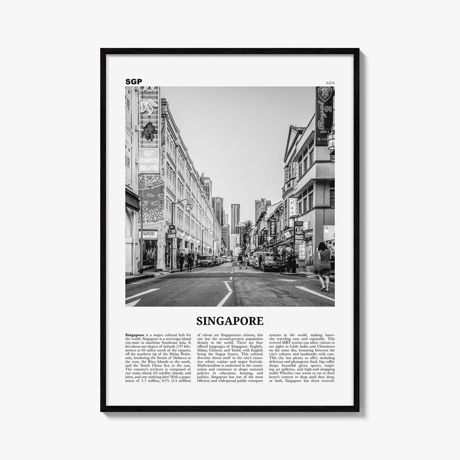 Singapore no. 2 black & white newspaper poster of Asia – vertical wall art, unframed print shown in interior mockup