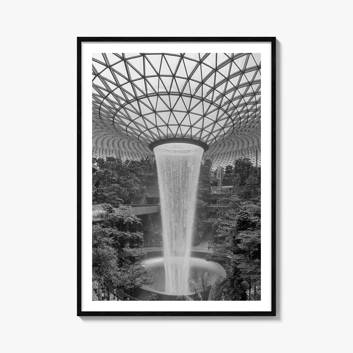 Singapore no. 2 black & white photo poster of Asia – vertical wall art, unframed print shown in interior mockup