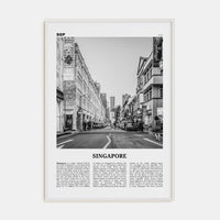 Singapore No 2 Poster White Wood / 8x12 in Nbourhood Travel B&W Poster