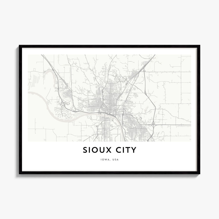 Sioux City Map Poster, framed poster mockup
