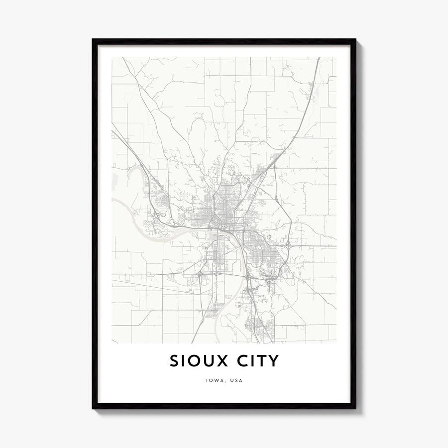 Sioux City Map Poster, framed poster mockup