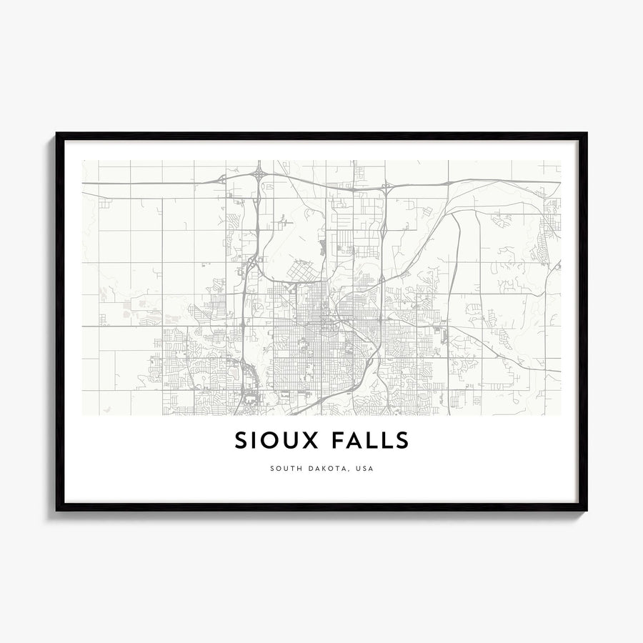 Sioux Falls Map Poster, framed poster mockup