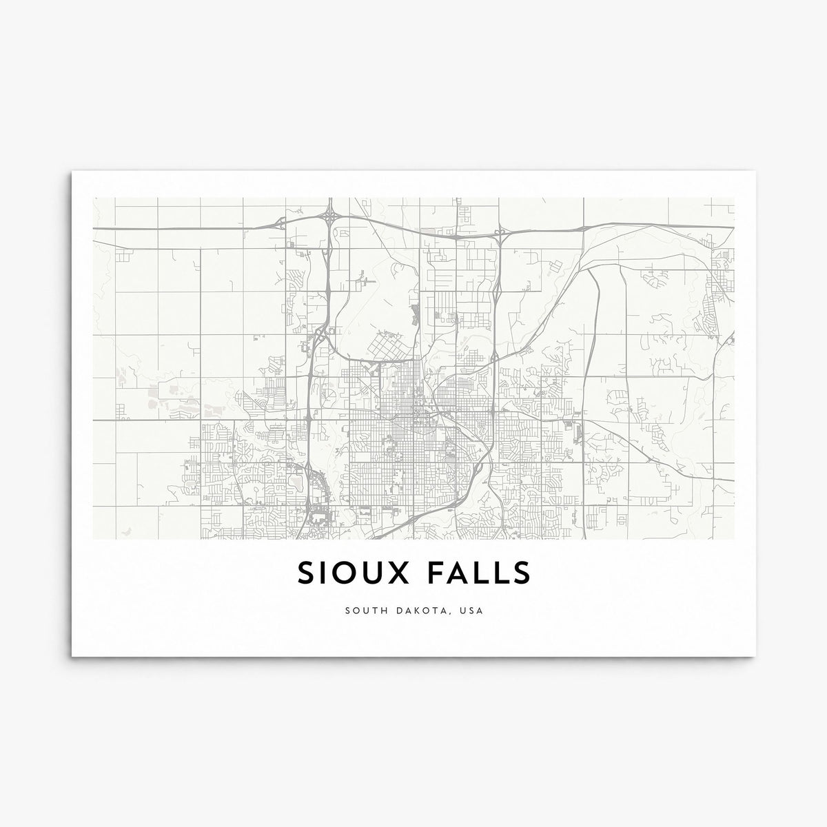 Sioux Falls Map Poster, print only (unframed)