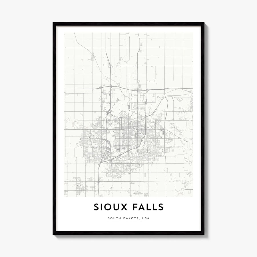 Sioux Falls Map Poster, framed poster mockup