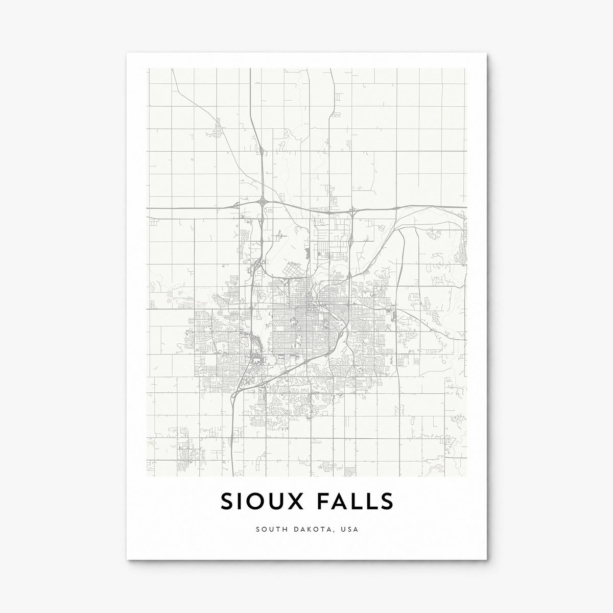 Sioux Falls Map Poster, print only (unframed)
