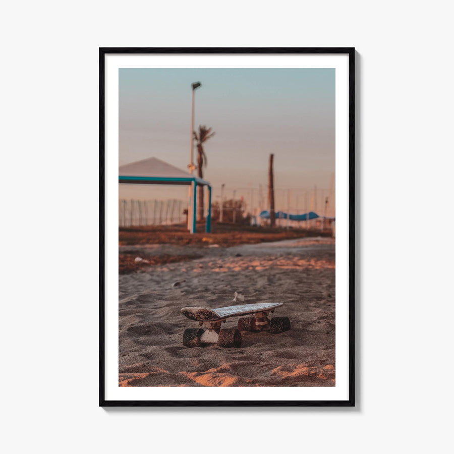Skateboard colorful photo poster – vertical wall art, unframed print shown in interior mockup